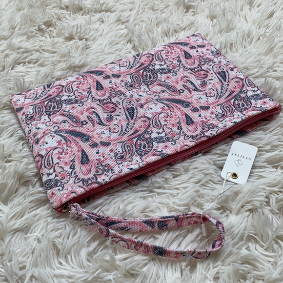 🎉2X HP🎉 Styliné Paisley Clutch Wristlet 💗 Pink & Gray - Picture 5 of 16
